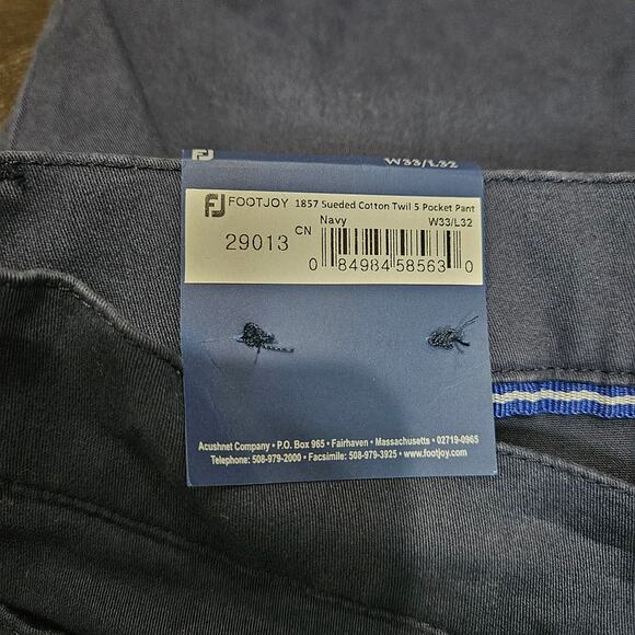 Footjoy‎ Men's 33/32 Navy 1857 Sueded Cotton Twill 5 Pocket Pant NWT - Picture 3 of 8
